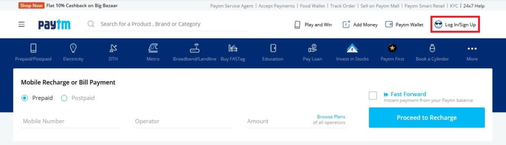 Paytm Web Login