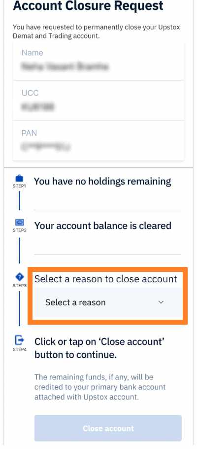Upstox Account Closure Reason