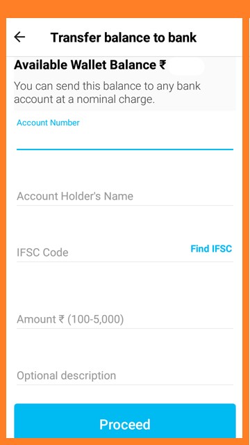 Bank Details Form PayTM